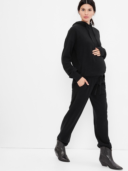 1 of 8 showing, with the color true black of product Maternity CashSoft Sweater Pants