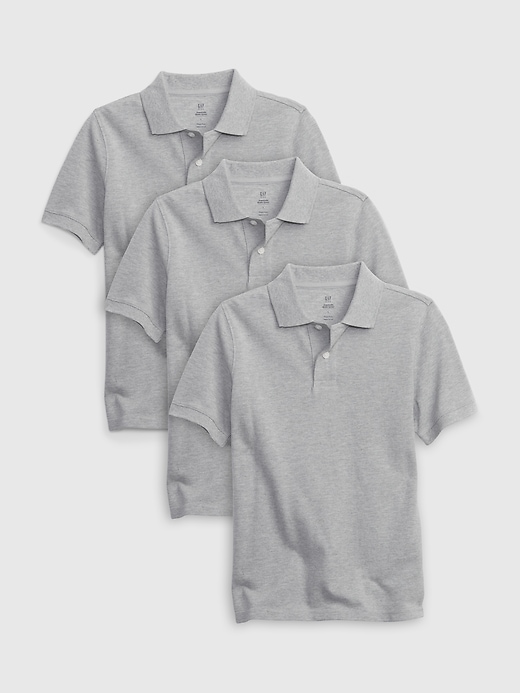 Image number 1 showing, Kids Organic Cotton Uniform Polo Shirt (3-Pack)