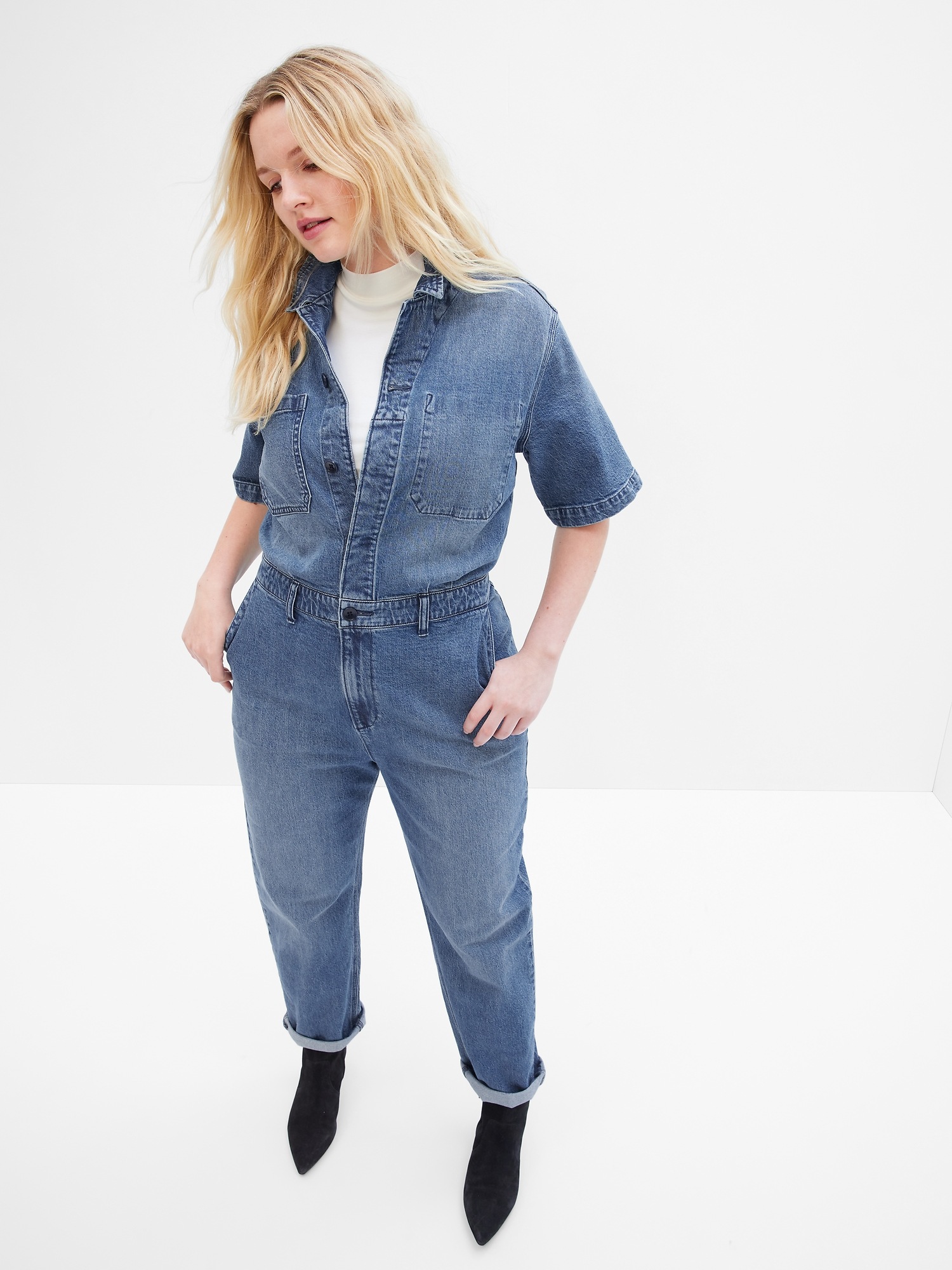 Женские комбинезоны Gap Denim Jumpsuit with Washwell — фото 4