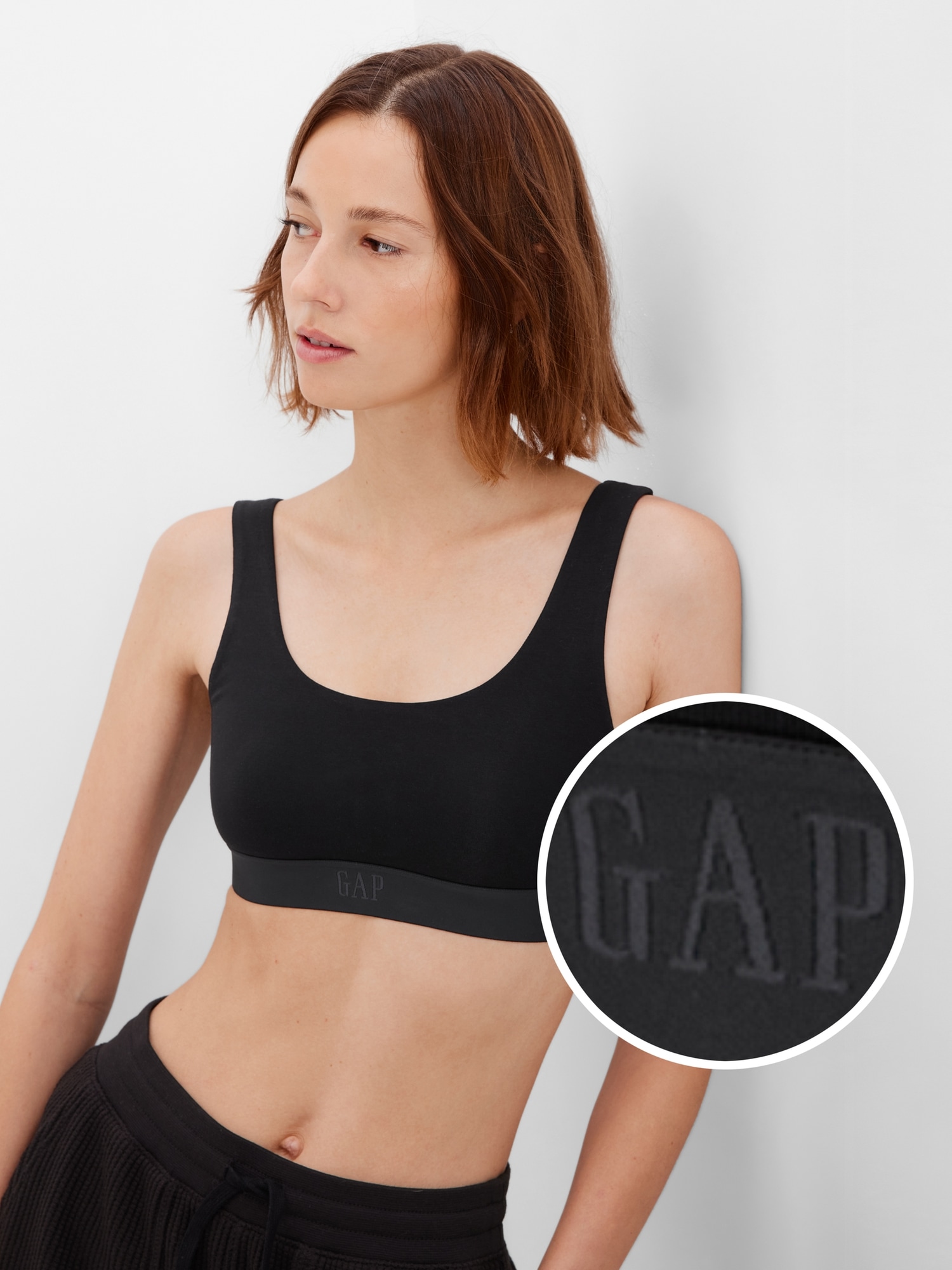 Gap Stretch Cotton Gap Logo Bralette black. 1