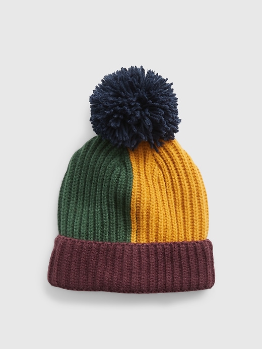 1 of 8 showing, with the color multi of product Toddler Colorblock Pom Beanie