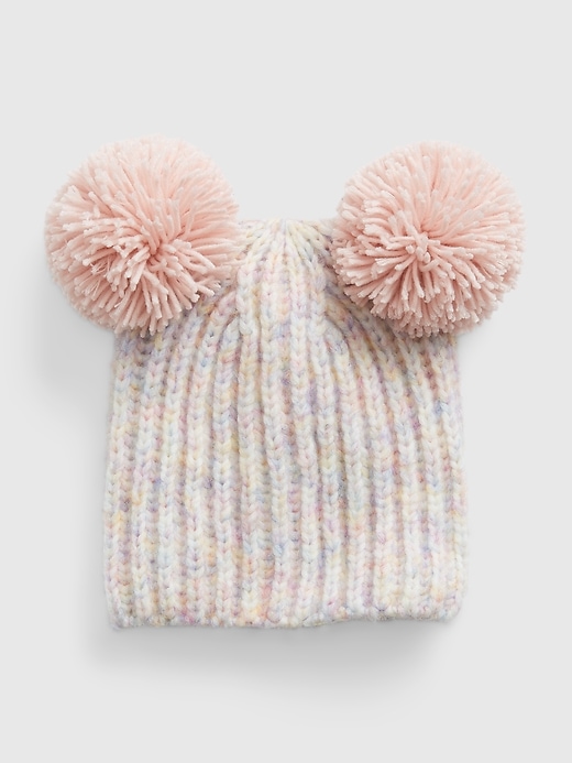 View large product image 1 of 1. Toddler Recycled Double Pom Beanie