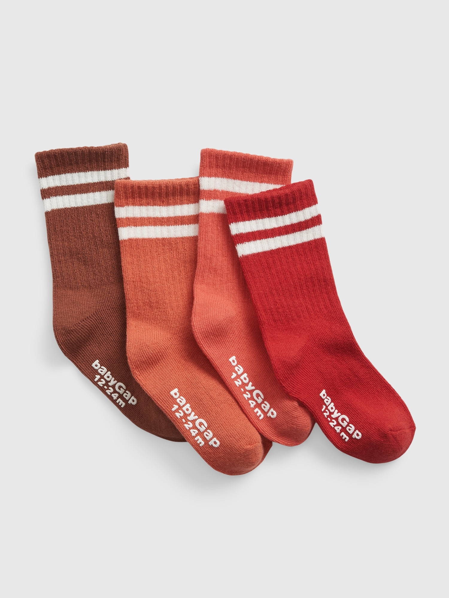 Gap Toddler Organic Cotton Stripe Crew Socks (4-Pack) orange. 1