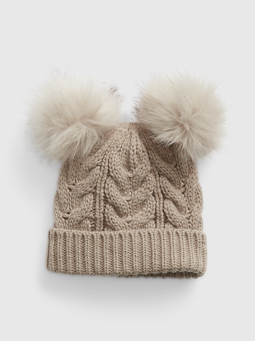 View large product image 1 of 1. Toddler Cable-Knit Pom Beanie