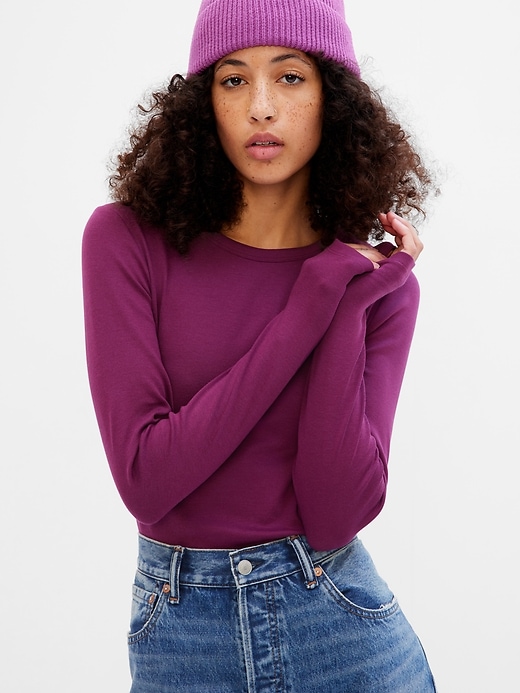 1 of 8 showing, with the color huckleberry purple of product Modern Crewneck T-Shirt