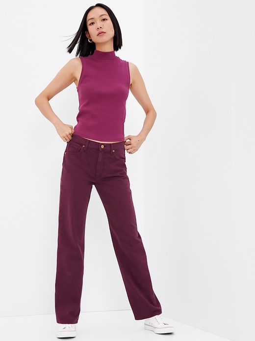 1 of 8 showing, with the color plum pudding purple of product Mid Rise '90s Loose Jeans with Washwell
