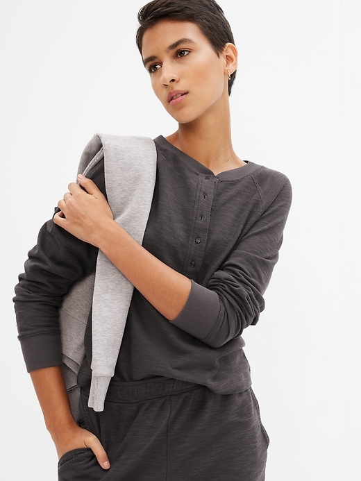 1 of 8 showing, with the color cast iron grey of product Duofold Henley T-Shirt