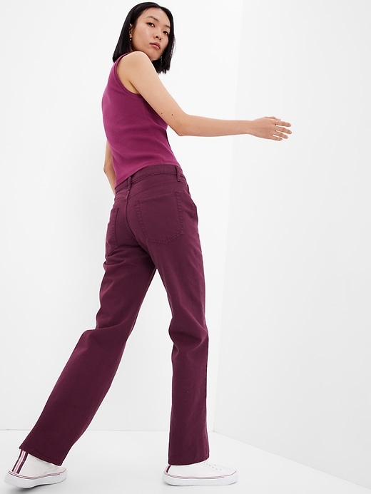 2 of 8 showing, with the color plum pudding purple of product Mid Rise '90s Loose Jeans with Washwell