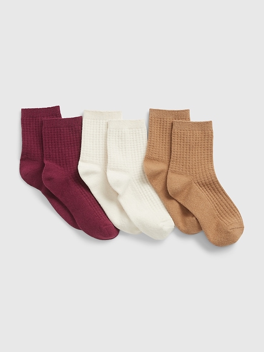 1 of 8 showing, with the color multi of product Kids Waffle Crew Socks (3-Pack)