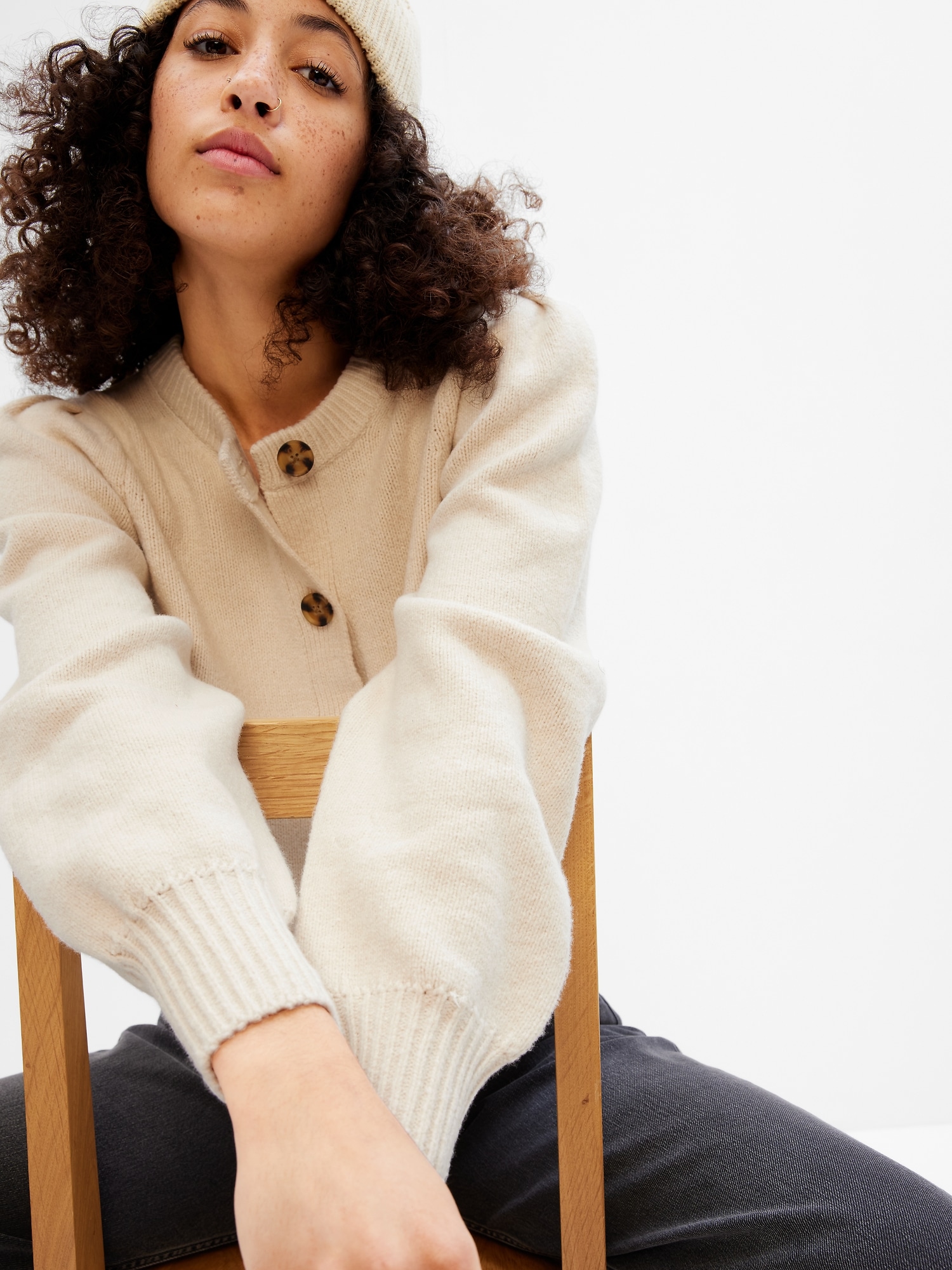 CashSoft Puff Sleeve Cardigan | Gap