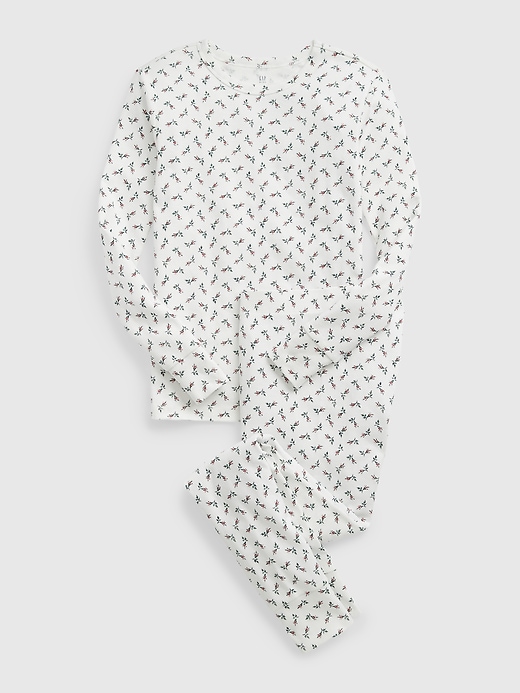 1 of 8 showing, with the color multi white floral of product Kids 100% Organic Cotton Floral PJ Set