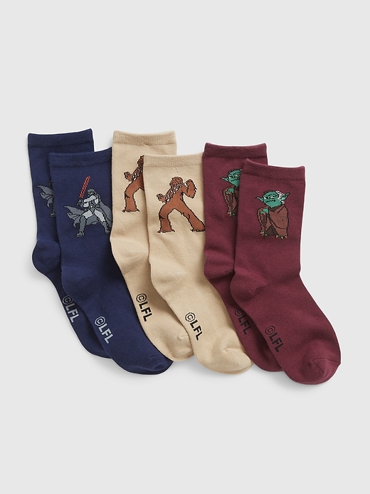 1 of 8 showing, with the color multi of product GapKids &#124 Star Wars™ Graphic Crew Socks (3-Pack)