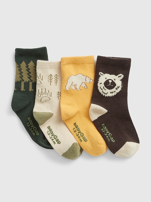 1 of 8 showing, with the color multi of product Toddler Bear Crew Socks (4-Pack)