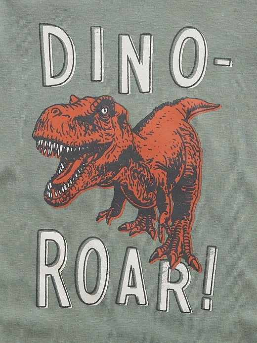 2 of 8 showing, with the color gasoline green dino of product Baby & Toddler Organic Cotton Dino PJ Set