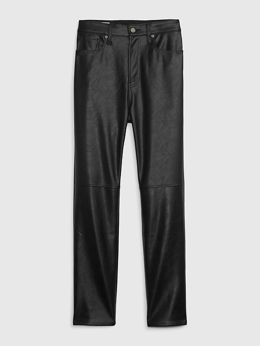 Image number 6 showing, Sky High Rise Faux-Leather Cheeky Straight Jeans