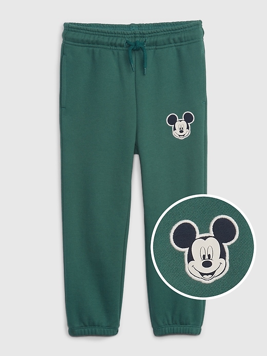 1 of 8 showing, with the color bistro green of product babyGap &#124 Disney Organic Cotton Mickey Mouse Fleece Joggers