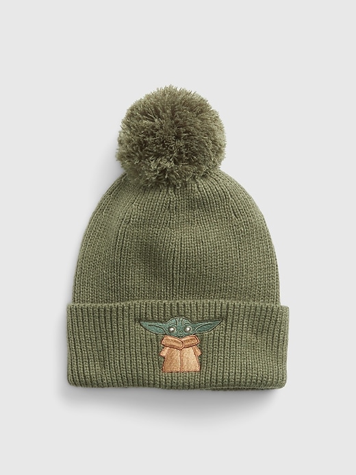 1 of 8 showing, with the color desert cactus of product GapKids &#124 Star Wars™ Grogu™ Pom Beanie