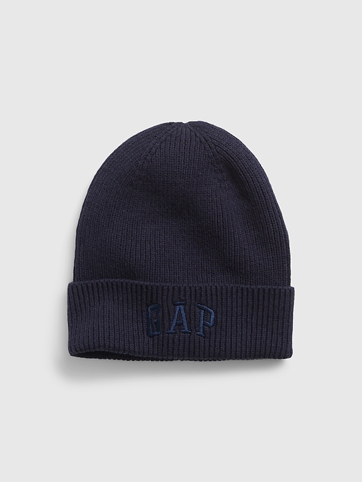 1 of 8 showing, with the color vintage navy of product Kids Organic Cotton Gap Logo Beanie