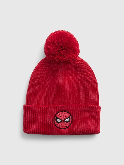 1 of 8 showing, with the color modern red of product GapKids &#124 Marvel Spiderman Pom Beanie