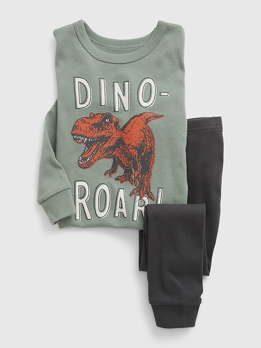 1 of 8 showing, with the color gasoline green dino of product Baby & Toddler Organic Cotton Dino PJ Set