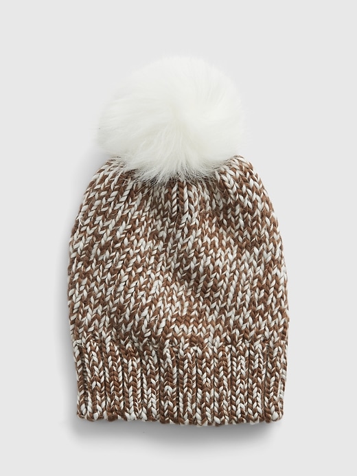 1 of 8 showing, with the color multi brown of product Kids Marled Pom Beanie