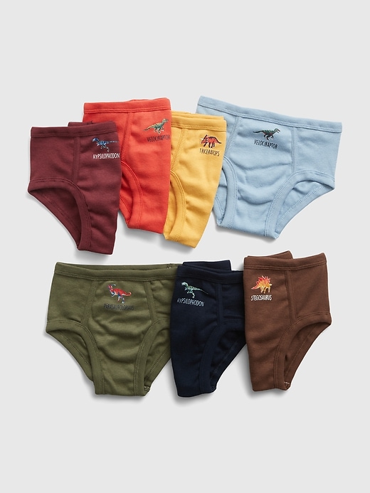 1 of 8 showing, with the color multi of product Toddler 100% Organic Cotton Dino Briefs (7-Pack)