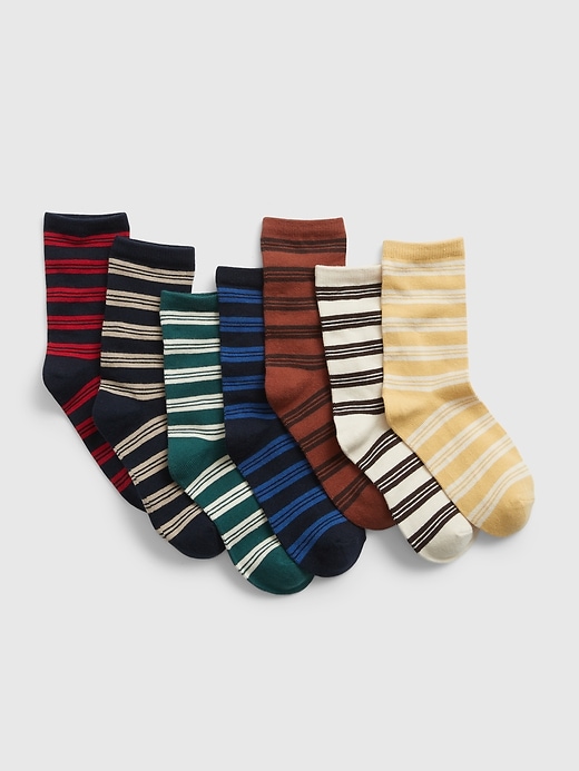 View large product image 1 of 1. Kids Stripe Crew Socks (7-Pack)