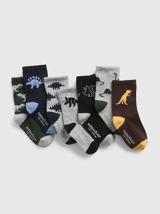 1 of 8 showing, with the color multi of product Toddler Dino Crew Socks (7-Pack)