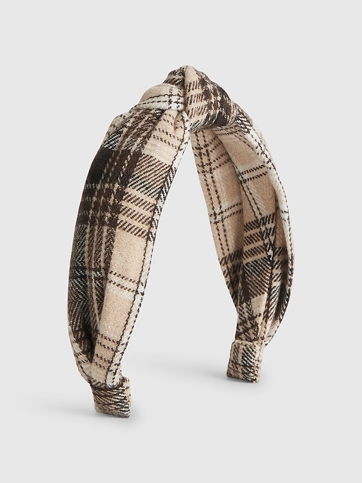 1 of 8 showing, with the color brown plaid of product Toddler Plaid Knotted Headband