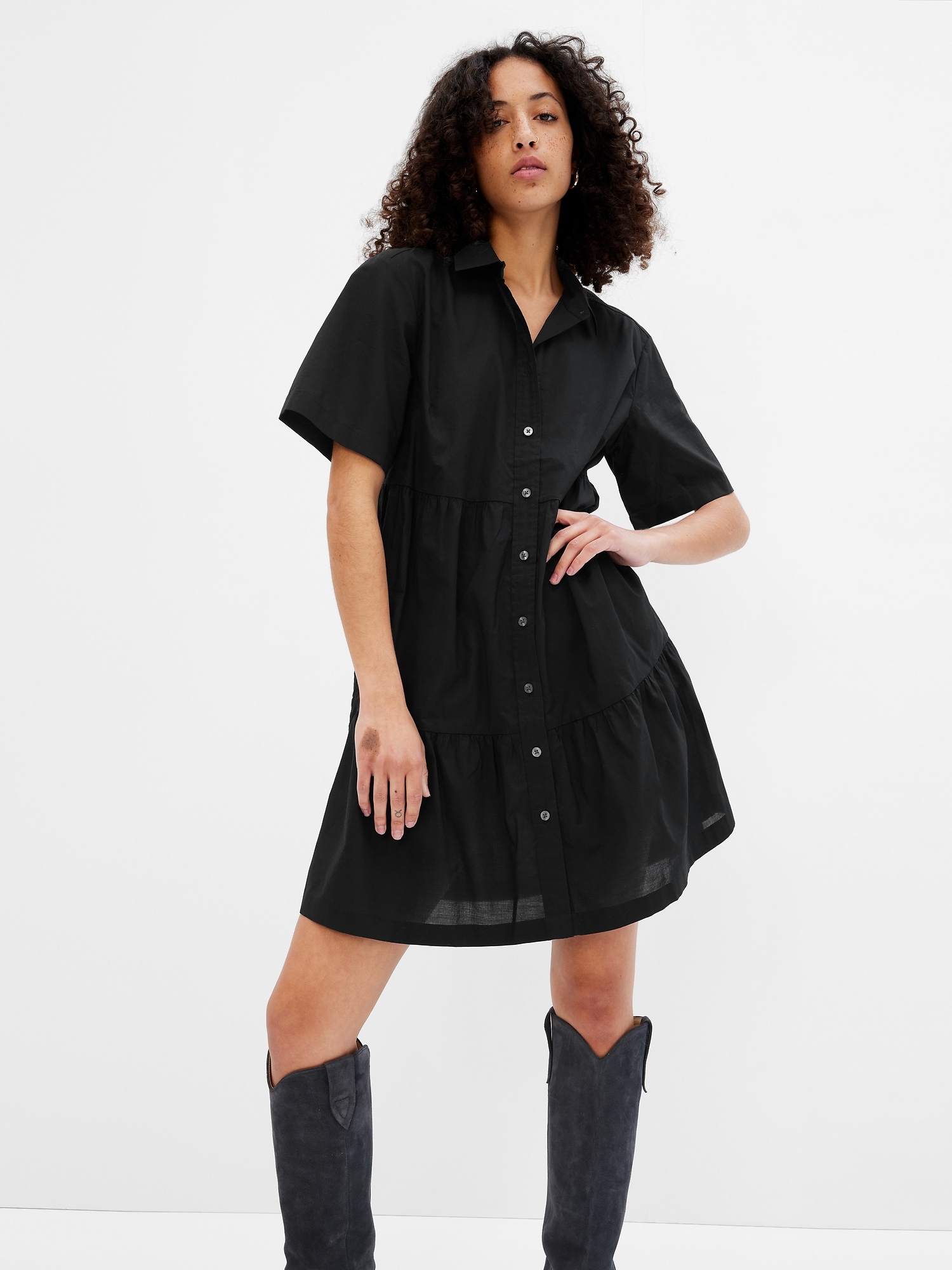 Tiered Mini Shirtdress Gap