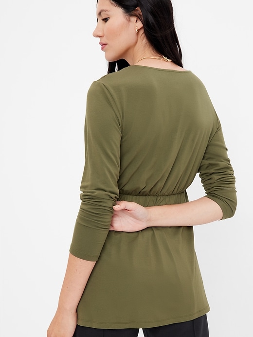 2 of 8 showing, with the color army jacket green of product Maternity Jersey Nursing Wrap Top