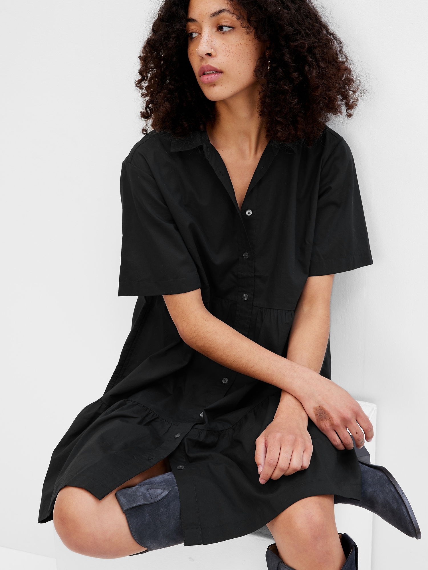 Tiered Mini Shirtdress Gap