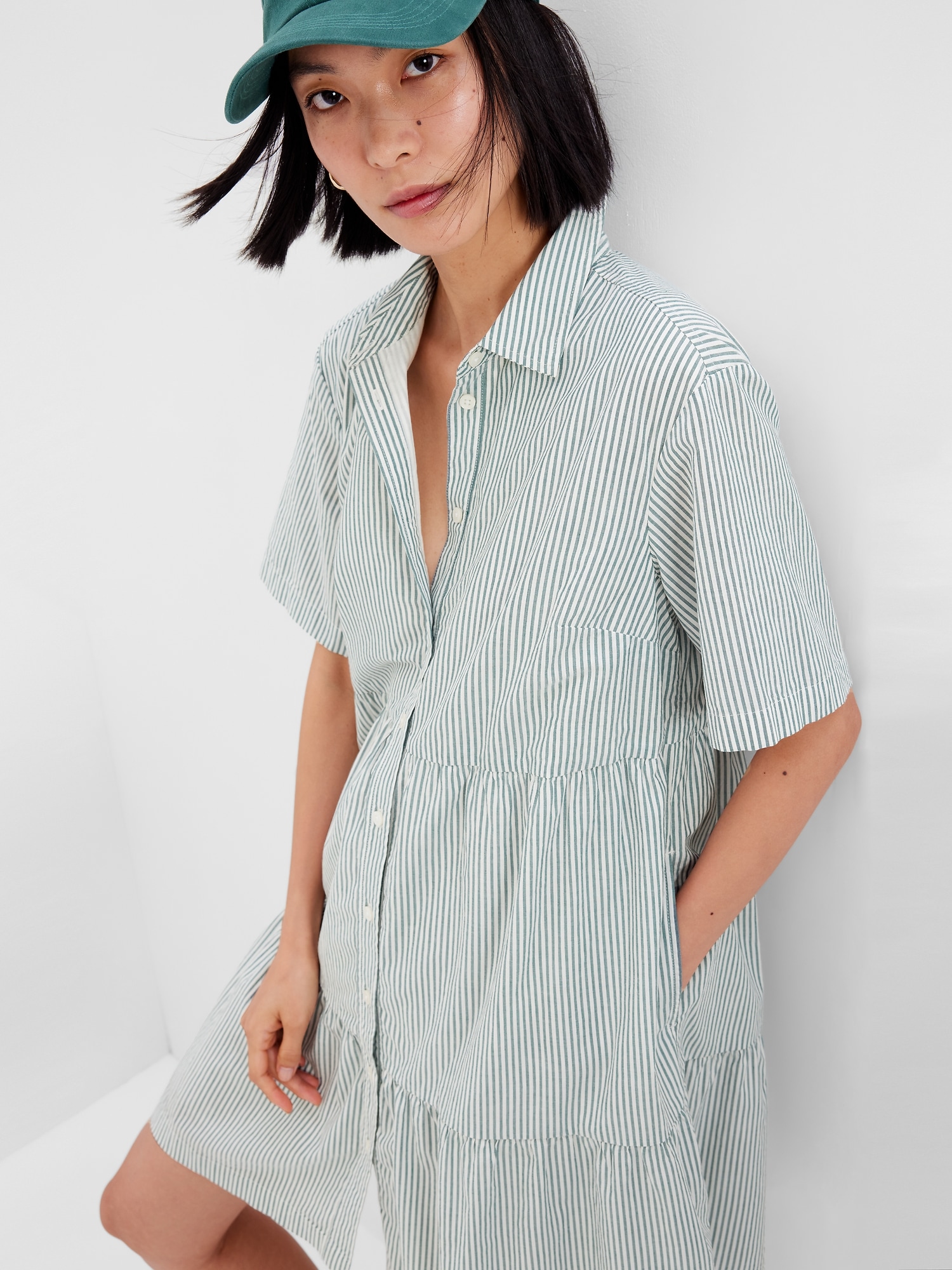 Tiered Mini Shirtdress