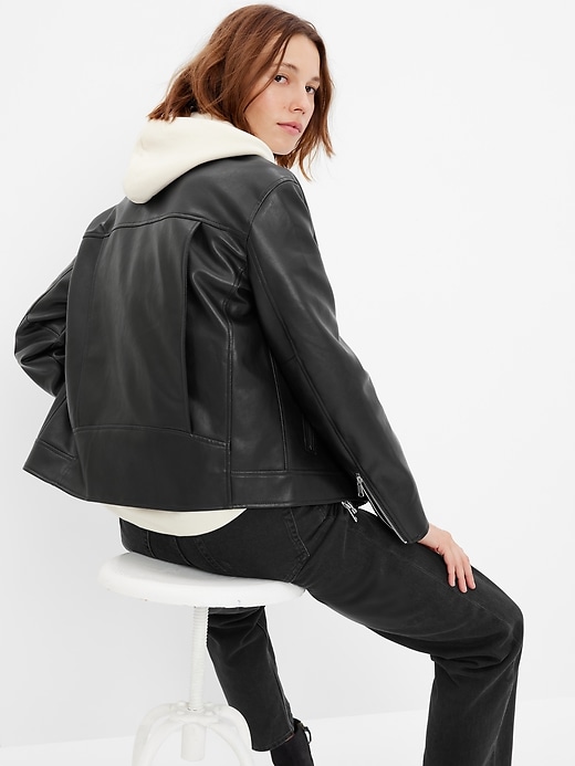 Image number 2 showing, Vegan Leather Moto Jacket