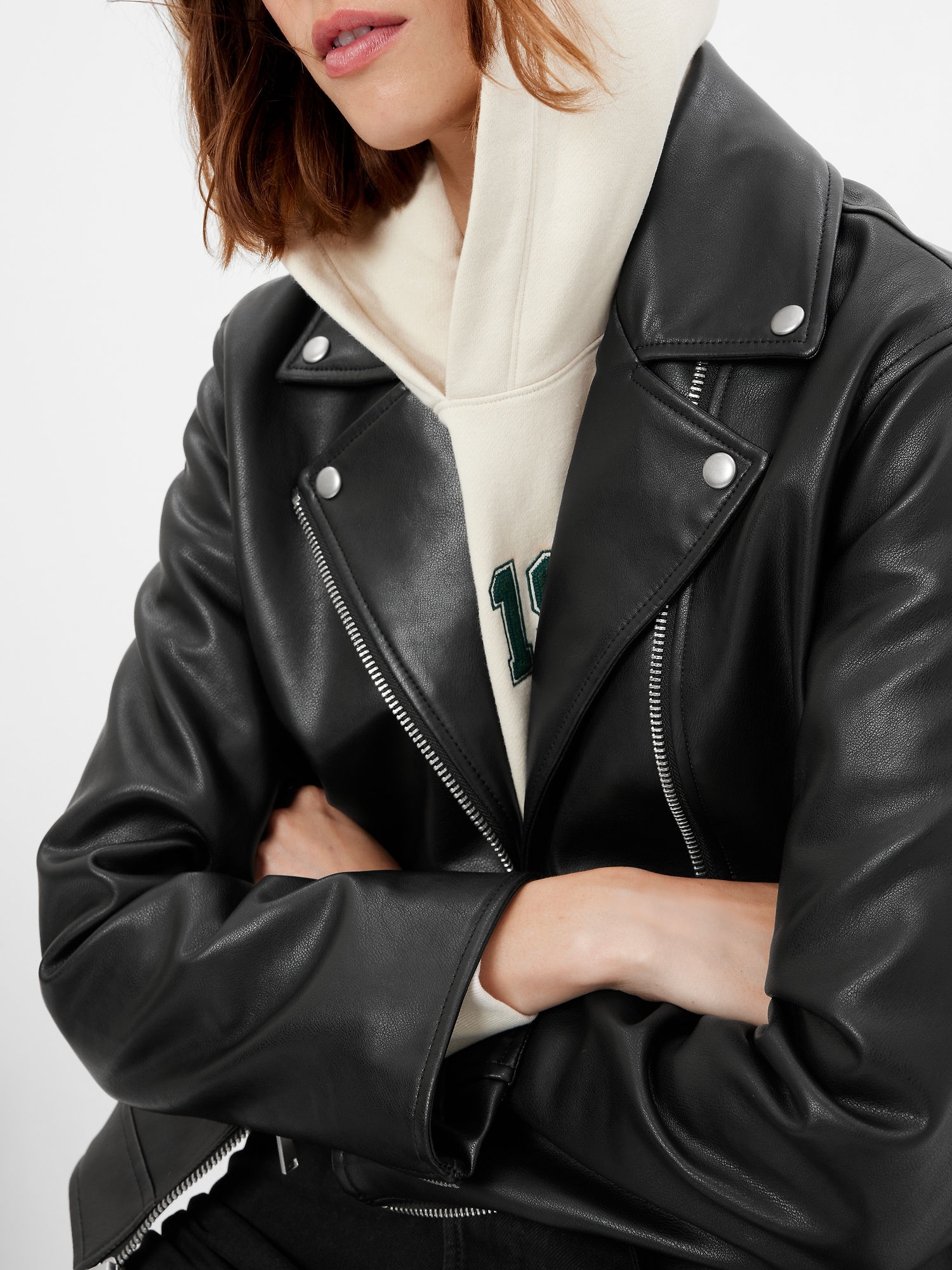 Faux-Leather Moto Jacket