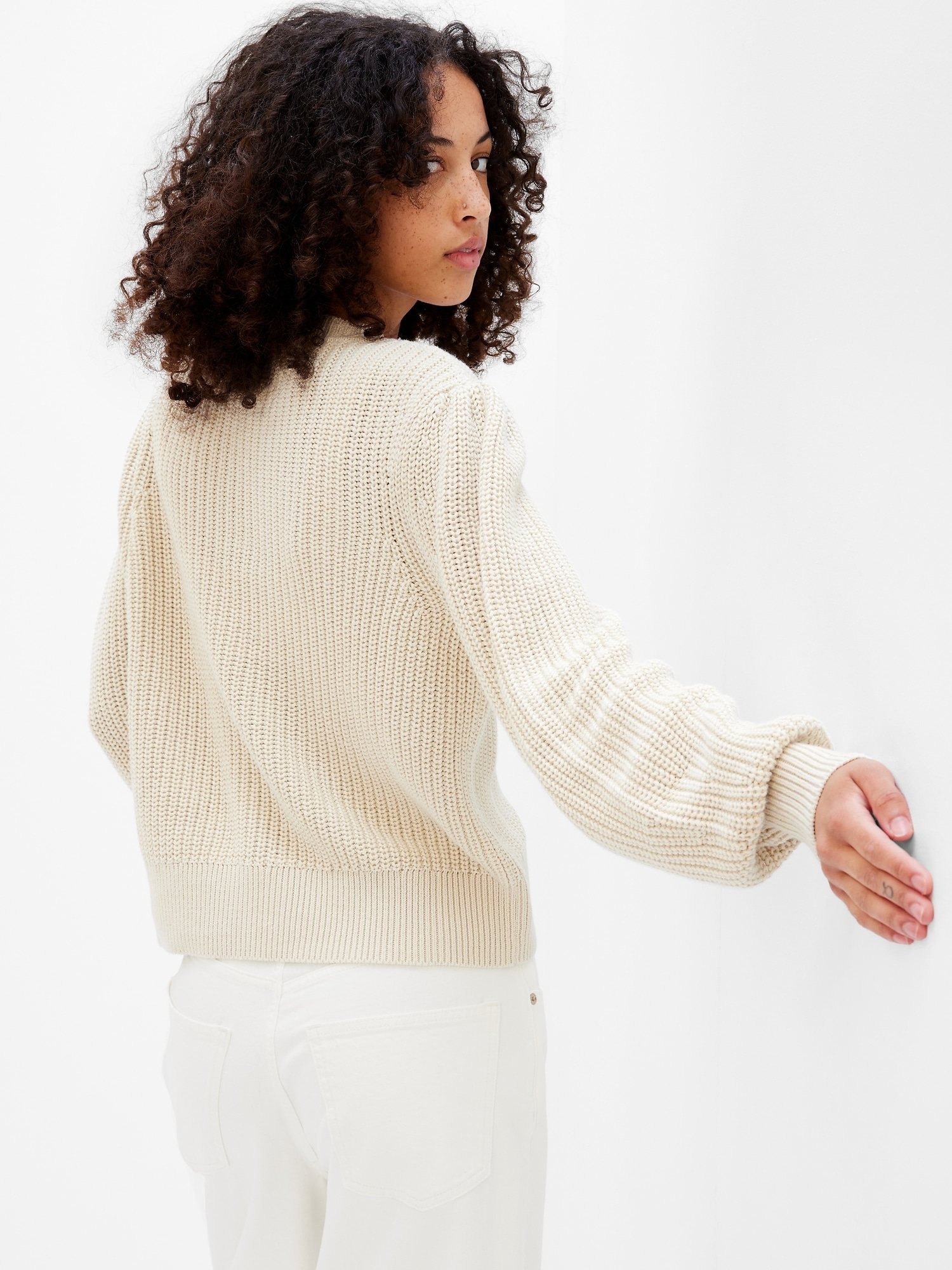 ShakerStitch Balloon Sleeve Sweater Gap