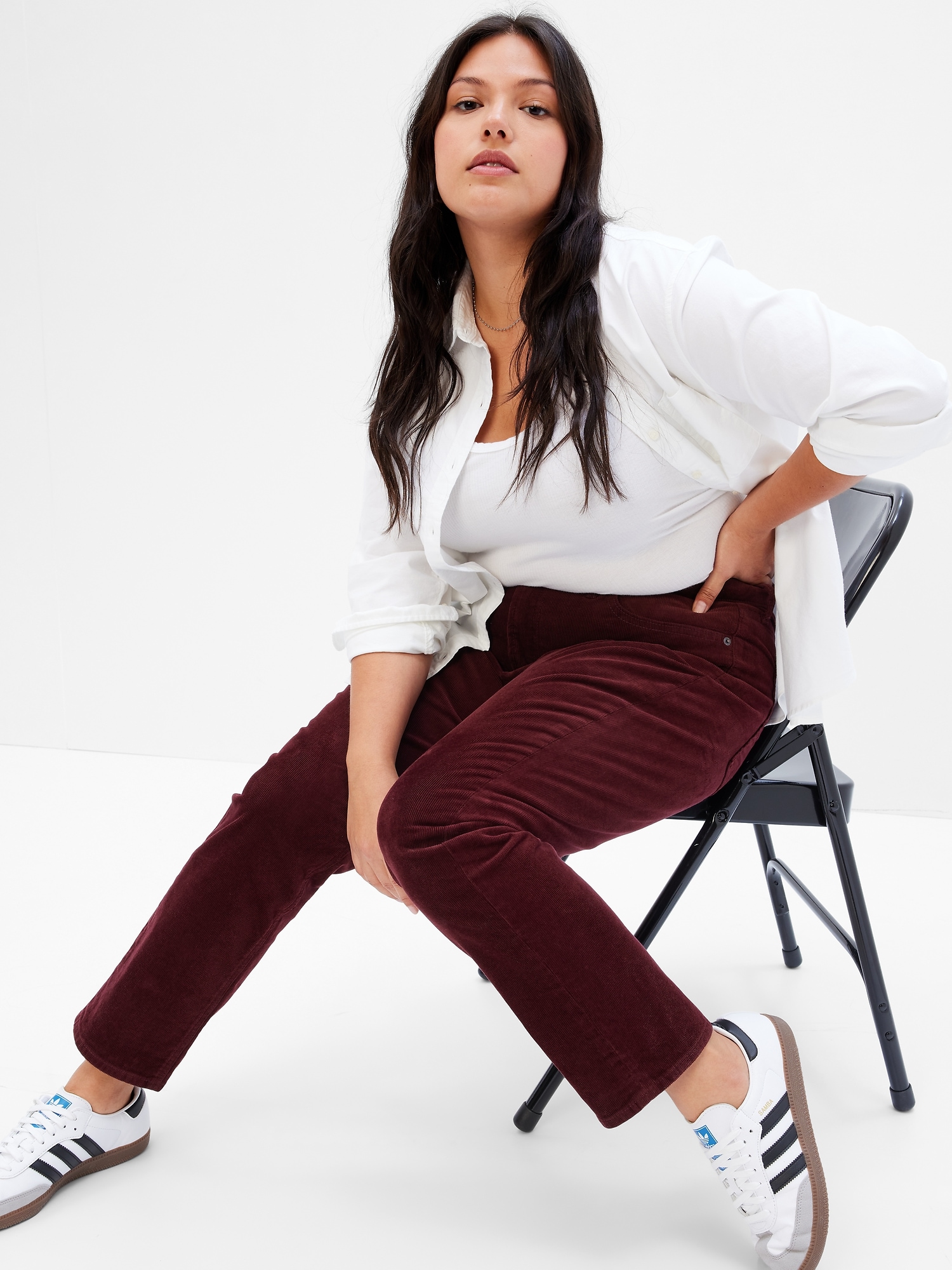 High Rise Corduroy Barrel Jean