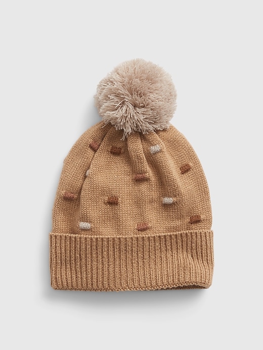 1 of 8 showing, with the color multi brown of product Kids Textured Pom Beanie