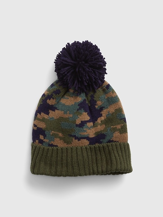 1 of 8 showing, with the color green camo of product Toddler Camo Pom Beanie