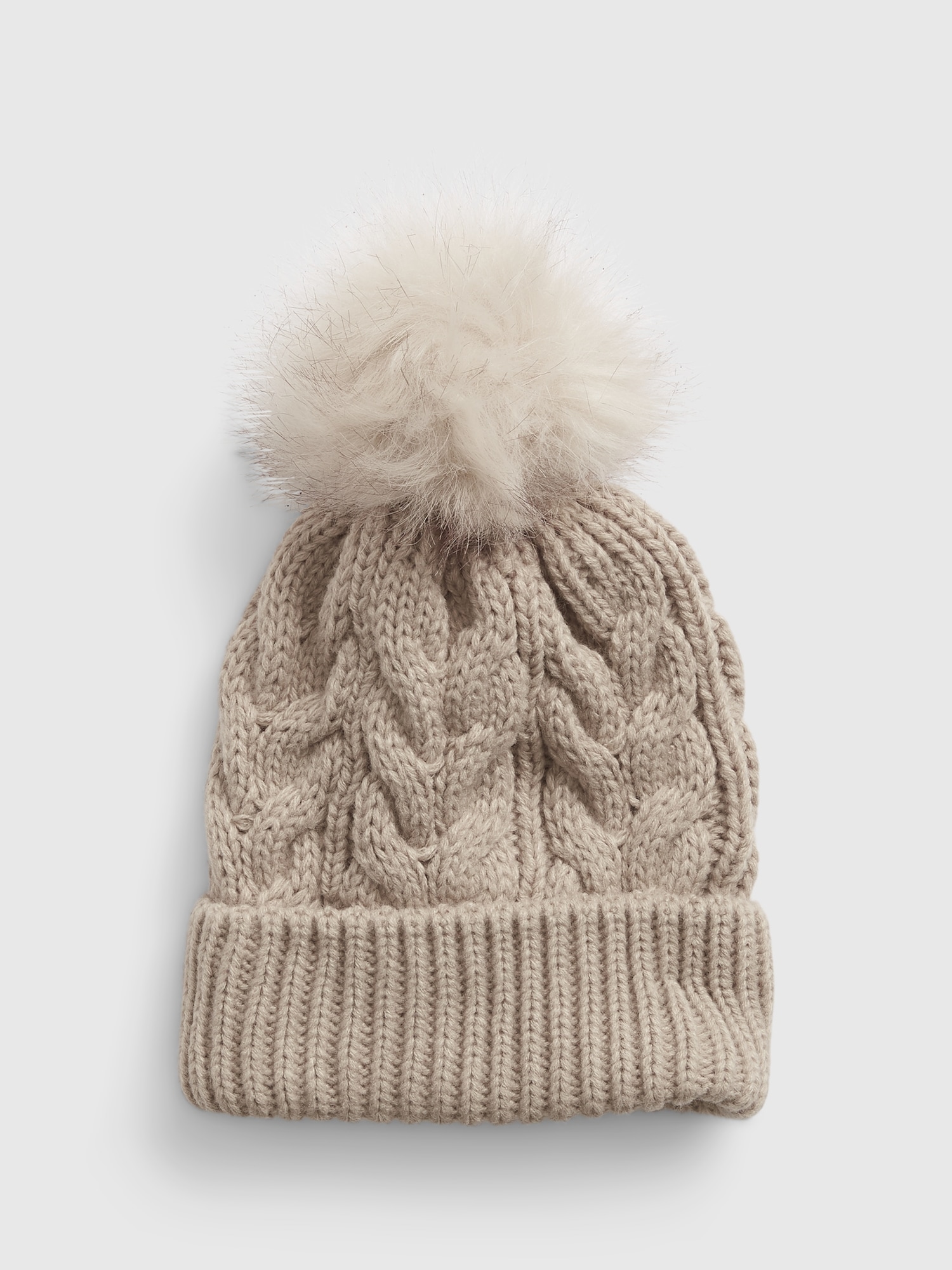 Gap Kids Cable-Knit Pom Beanie beige. 1