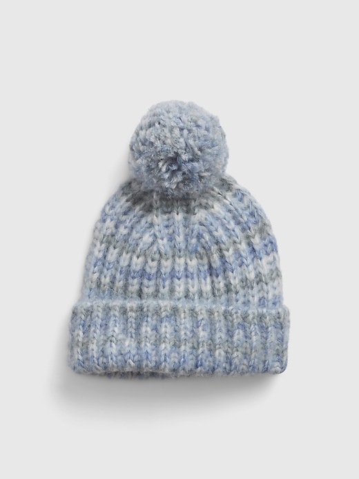1 of 8 showing, with the color multi blue of product Kids Pom Beanie