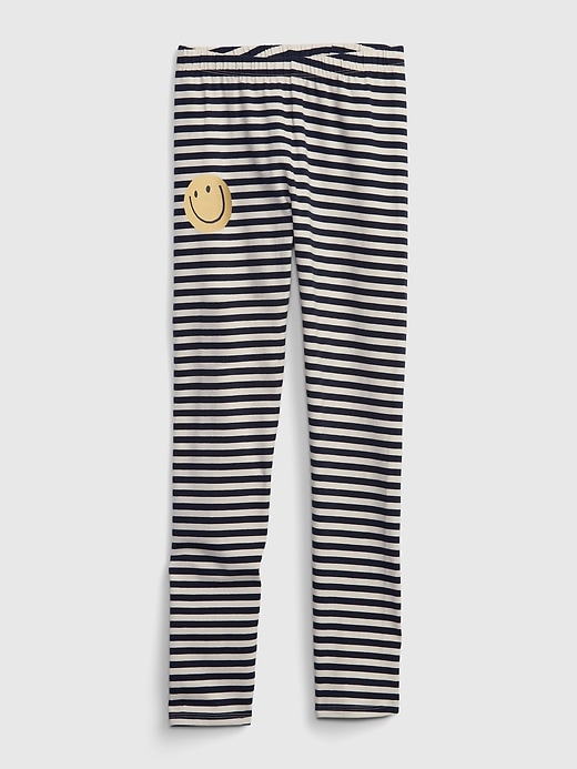 1 of 8 showing, with the color NAVY STRIPE of product Kids Organic Cotton Jersey Leggings