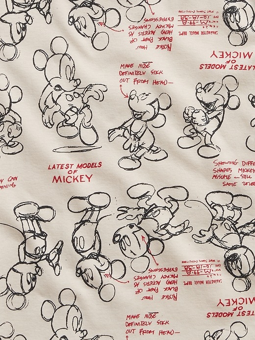2 of 8 showing, with the color birch beige of product babyGap &#124 Disney 100% Organic Cotton Mickey Mouse Sketch PJ Set
