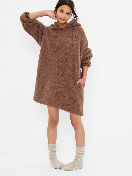1 of 8 showing, with the color brown of product Teen Sherpa PJ Dress