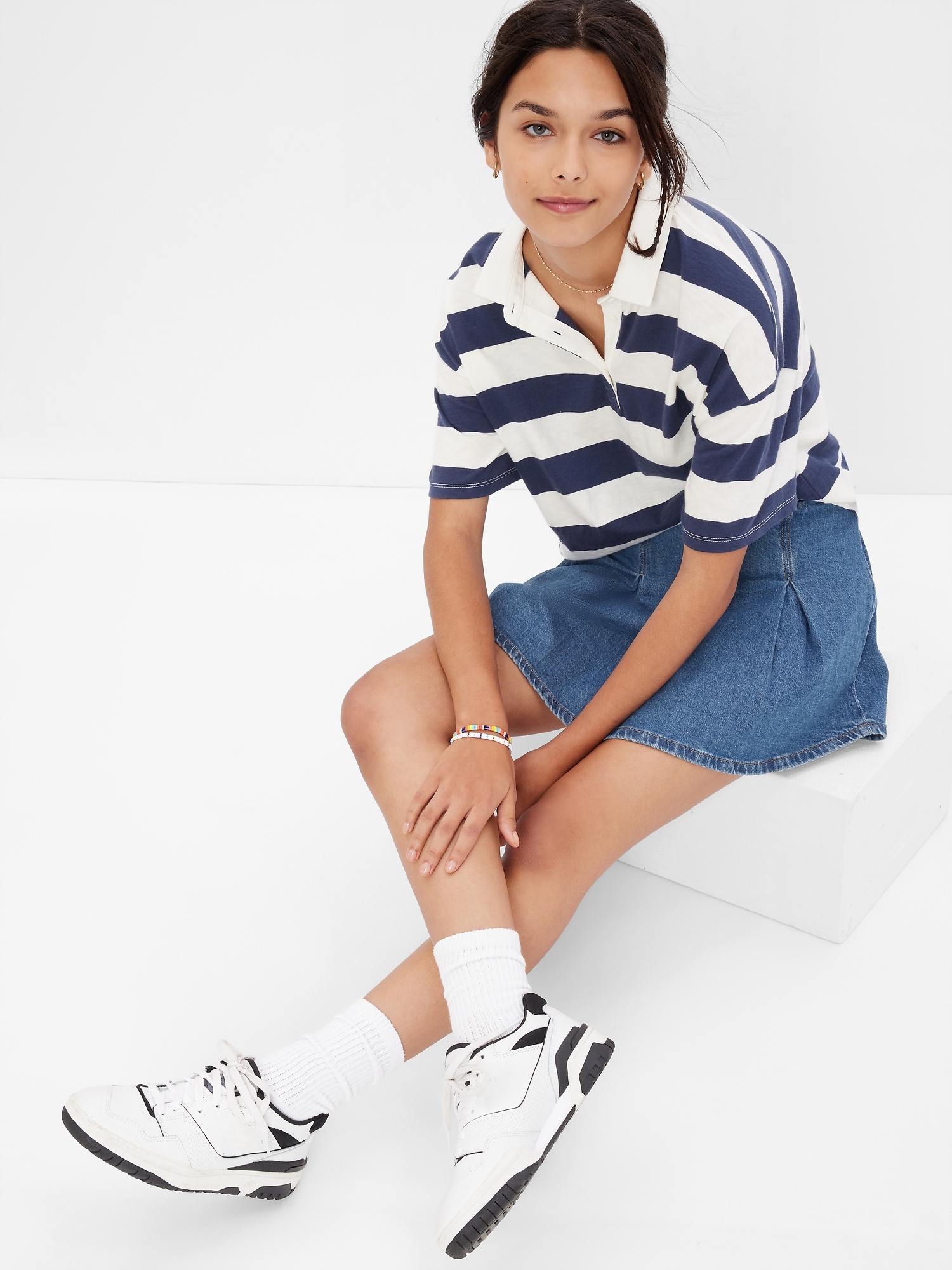 Teen Pleated Denim Skirt with Washwell | Gap
