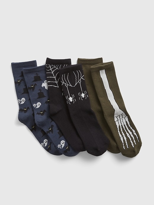 1 of 8 showing, with the color multi of product Kids Halloween Crew Socks (3-Pack)