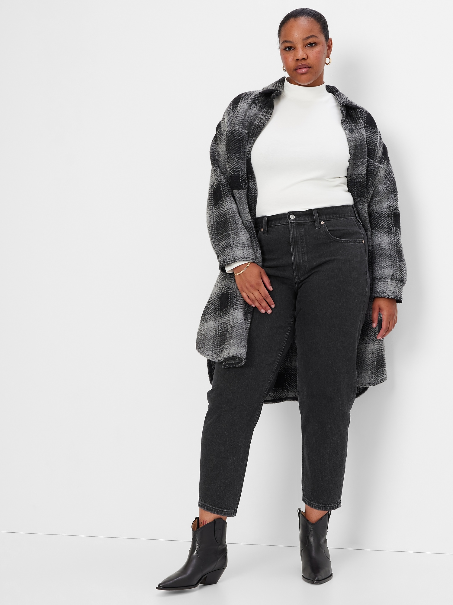 High Rise Barrel Jeans with Washwell Gap