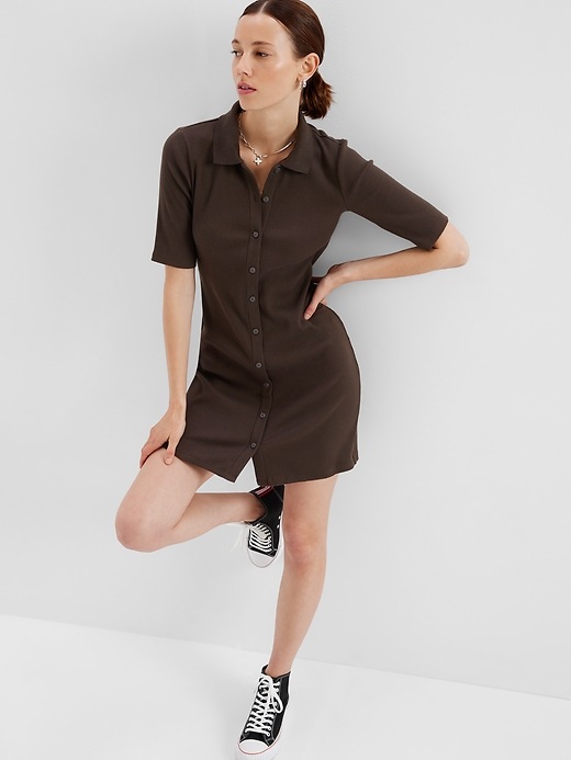 Image number 1 showing, Button-Up Mini Dress