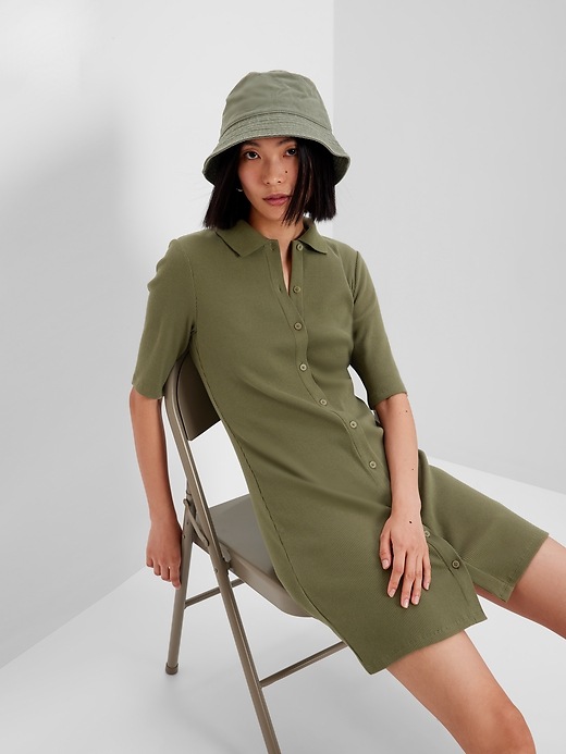 1 of 8 showing, with the color army jacket green of product Button-Up Mini Dress