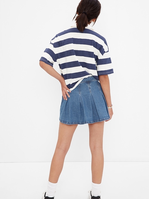 2 of 8 showing, with the color medium wash of product Teen Pleated Denim Skirt with Washwell